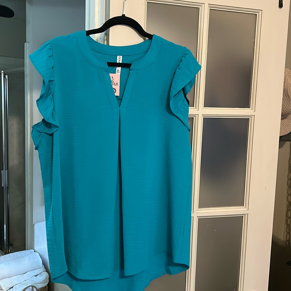 Zenana teal blouse